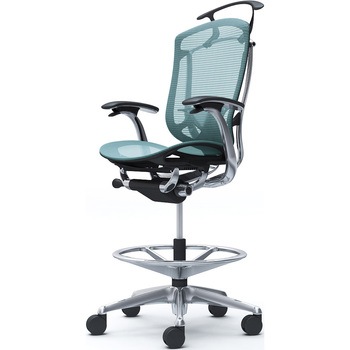 コンテッサセコンダ，固定肘，座メッシュ，ハイチェア，ポリッシュ，ブラック，ランバー付ハンガー付 オカムラ(岡村製作所)