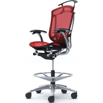 コンテッサセコンダ，固定肘，座メッシュ，ハイチェア，ポリッシュ，ブラック，ランバー付ハンガー付 オカムラ(岡村製作所)