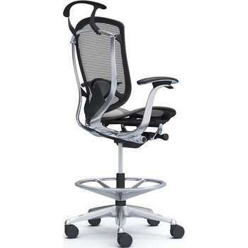 コンテッサセコンダ，固定肘，座メッシュ，ハイチェア，ポリッシュ，ブラック，ランバー付ハンガー付 オカムラ(岡村製作所)