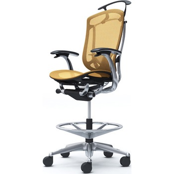 コンテッサセコンダ，固定肘，座メッシュ，ハイチェア，ポリッシュ，ブラック，ランバー付ハンガー付 オカムラ(岡村製作所)