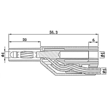 連結可能保護カバー付き 両端 バナナプラグ ストレートタイプ はくでん