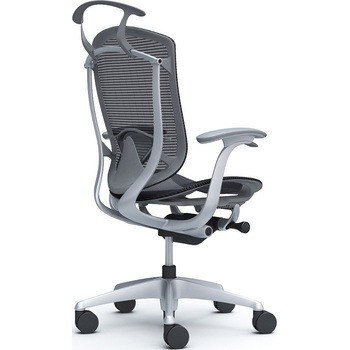 コンテッサセコンダ、固定肘、ハイバック、座メッシュ、ハンガー付、ランバー付、グレーB、シルバー、脚シルバー、ウレタン オカムラ(岡村製作所)