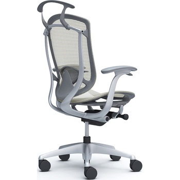 コンテッサセコンダ、固定肘、ハイバック、座メッシュ、ハンガー付、ランバー付、グレーB、シルバー、脚シルバー、ウレタン オカムラ(岡村製作所)