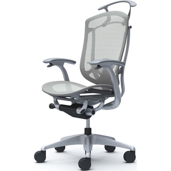 コンテッサセコンダ、固定肘、ハイバック、座メッシュ、ハンガー付、ランバー付、グレーB、シルバー、脚シルバー、ウレタン オカムラ(岡村製作所)