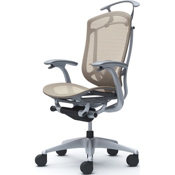 コンテッサセコンダ、固定肘、ハイバック、座メッシュ、ハンガー付、ランバー付、グレーB、シルバー、脚シルバー、ウレタン オカムラ(岡村製作所)