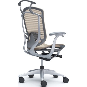 コンテッサセコンダ、固定肘、ハイバック、座メッシュ、ハンガー付、ランバー付、グレーB、シルバー、脚シルバー、ウレタン オカムラ(岡村製作所)
