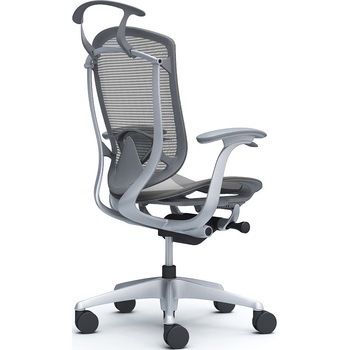 コンテッサセコンダ、固定肘、ハイバック、座メッシュ、ハンガー付、ランバー付、グレーB、シルバー、脚シルバー、ウレタン オカムラ(岡村製作所)