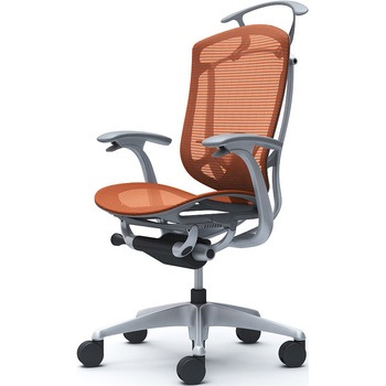 コンテッサセコンダ、固定肘、ハイバック、座メッシュ、ハンガー付、ランバー付、グレーB、シルバー、脚シルバー、ウレタン オカムラ(岡村製作所)