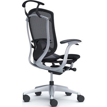 コンテッサセコンダ、固定肘、ハイバック、座メッシュ、ハンガー付、ランバー付、ブラックB、シルバー、脚シルバー、ウレタン オカムラ(岡村製作所)