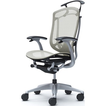 コンテッサセコンダ、固定肘、ハイバック、座メッシュ、ハンガー付、ランバー付、ブラックB、シルバー、脚シルバー、ウレタン オカムラ(岡村製作所)