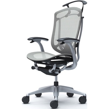 コンテッサセコンダ、固定肘、ハイバック、座メッシュ、ハンガー付、ランバー付、ブラックB、シルバー、脚シルバー、ウレタン オカムラ(岡村製作所)