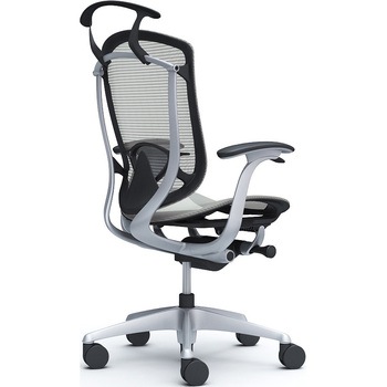 コンテッサセコンダ、固定肘、ハイバック、座メッシュ、ハンガー付、ランバー付、ブラックB、シルバー、脚シルバー、ウレタン オカムラ(岡村製作所)