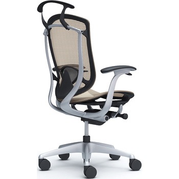 コンテッサセコンダ、固定肘、ハイバック、座メッシュ、ハンガー付、ランバー付、ブラックB、シルバー、脚シルバー、ウレタン オカムラ(岡村製作所)