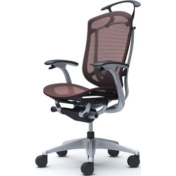 コンテッサセコンダ、固定肘、ハイバック、座メッシュ、ハンガー付、ランバー付、ブラックB、シルバー、脚シルバー、ウレタン オカムラ(岡村製作所)