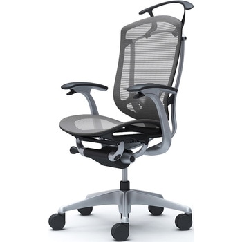 コンテッサセコンダ、固定肘、ハイバック、座メッシュ、ハンガー付、ランバー付、ブラックB、シルバー、脚シルバー、ウレタン オカムラ(岡村製作所)