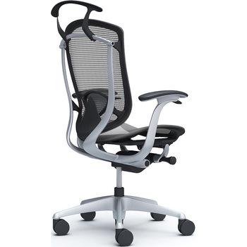 コンテッサセコンダ、固定肘、ハイバック、座メッシュ、ハンガー付、ランバー付、ブラックB、シルバー、脚シルバー、ウレタン オカムラ(岡村製作所)