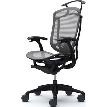 コンテッサセコンダ、固定肘、ハイバック、座メッシュ、ハンガー付、ランバー付、ブラックB、ブラック、脚ブラック、ウレタン オカムラ(岡村製作所)