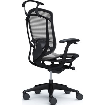 コンテッサセコンダ、固定肘、ハイバック、座メッシュ、ハンガー付、ランバー付、ブラックB、ブラック、脚ブラック、ウレタン オカムラ(岡村製作所)