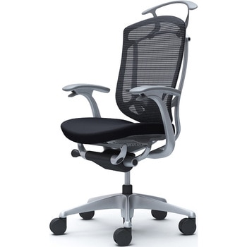 コンテッサセコンダ、固定肘、ハイバック、座クッション、ハンガー付、ランバー付、グレーB、シルバー、脚シルバー、ウレタン オカムラ(岡村製作所)