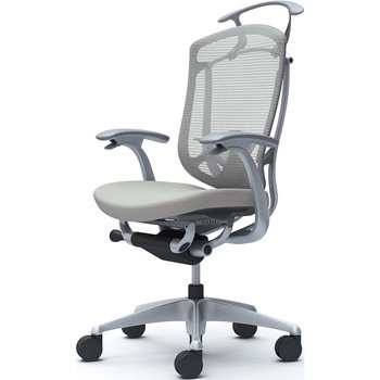 コンテッサセコンダ、固定肘、ハイバック、座クッション、ハンガー付、ランバー付、グレーB、シルバー、脚シルバー、ウレタン オカムラ(岡村製作所)