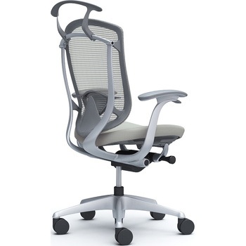 コンテッサセコンダ、固定肘、ハイバック、座クッション、ハンガー付、ランバー付、グレーB、シルバー、脚シルバー、ウレタン オカムラ(岡村製作所)