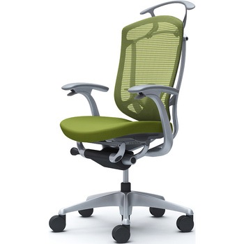 コンテッサセコンダ、固定肘、ハイバック、座クッション、ハンガー付、ランバー付、グレーB、シルバー、脚シルバー、ウレタン オカムラ(岡村製作所)