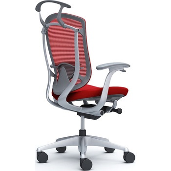 コンテッサセコンダ、固定肘、ハイバック、座クッション、ハンガー付、ランバー付、グレーB、シルバー、脚シルバー、ウレタン オカムラ(岡村製作所)