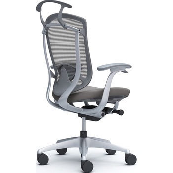 コンテッサセコンダ、固定肘、ハイバック、座クッション、ハンガー付、ランバー付、グレーB、シルバー、脚シルバー、ウレタン オカムラ(岡村製作所)