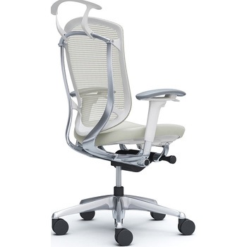 コンテッサセコンダ、可動肘、ハイバック、座革、ハンガー付、ランバー無、ホワイトB、ポリッシュ、脚ポリッシュ、ウレタン オカムラ(岡村製作所)