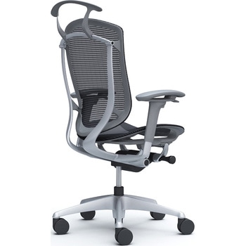 コンテッサセコンダ、可動肘、ハイバック、座メッシュ、ハンガー付、ランバー無、グレーB、シルバー、脚シルバー、ウレタン オカムラ(岡村製作所)