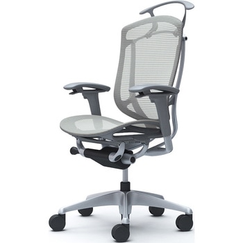 コンテッサセコンダ、可動肘、ハイバック、座メッシュ、ハンガー付、ランバー無、グレーB、シルバー、脚シルバー、ウレタン オカムラ(岡村製作所)