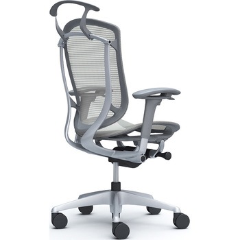 コンテッサセコンダ、可動肘、ハイバック、座メッシュ、ハンガー付、ランバー無、グレーB、シルバー、脚シルバー、ウレタン オカムラ(岡村製作所)
