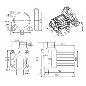 循環ポンプ DC24V 流量調節付き 12mmニップル付き マリンテック