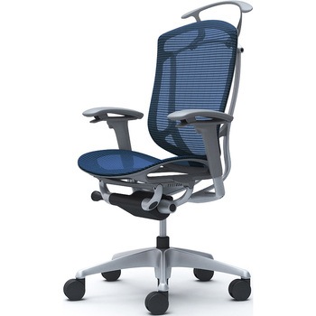 コンテッサセコンダ、可動肘、ハイバック、座メッシュ、ハンガー付、ランバー無、グレーB、シルバー、脚シルバー、ウレタン オカムラ(岡村製作所)