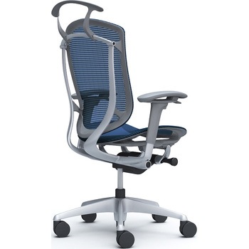 コンテッサセコンダ、可動肘、ハイバック、座メッシュ、ハンガー付、ランバー無、グレーB、シルバー、脚シルバー、ウレタン オカムラ(岡村製作所)