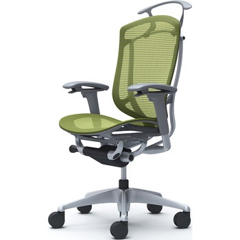 コンテッサセコンダ、可動肘、ハイバック、座メッシュ、ハンガー付、ランバー無、グレーB、シルバー、脚シルバー、ウレタン オカムラ(岡村製作所)