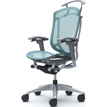 コンテッサセコンダ、可動肘、ハイバック、座メッシュ、ハンガー付、ランバー無、グレーB、シルバー、脚シルバー、ウレタン オカムラ(岡村製作所)