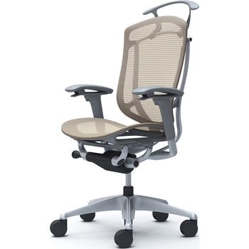 コンテッサセコンダ、可動肘、ハイバック、座メッシュ、ハンガー付、ランバー無、グレーB、シルバー、脚シルバー、ウレタン オカムラ(岡村製作所)
