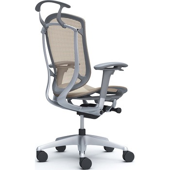 コンテッサセコンダ、可動肘、ハイバック、座メッシュ、ハンガー付、ランバー無、グレーB、シルバー、脚シルバー、ウレタン オカムラ(岡村製作所)