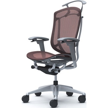 コンテッサセコンダ、可動肘、ハイバック、座メッシュ、ハンガー付、ランバー無、グレーB、シルバー、脚シルバー、ウレタン オカムラ(岡村製作所)