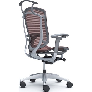 コンテッサセコンダ、可動肘、ハイバック、座メッシュ、ハンガー付、ランバー無、グレーB、シルバー、脚シルバー、ウレタン オカムラ(岡村製作所)