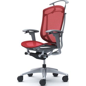 コンテッサセコンダ、可動肘、ハイバック、座メッシュ、ハンガー付、ランバー無、グレーB、シルバー、脚シルバー、ウレタン オカムラ(岡村製作所)