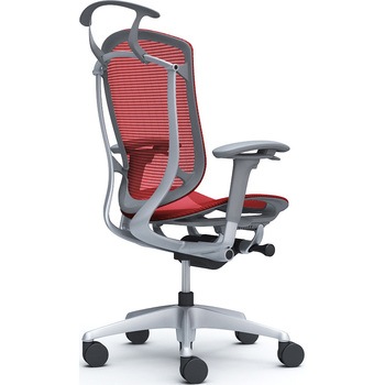 コンテッサセコンダ、可動肘、ハイバック、座メッシュ、ハンガー付、ランバー無、グレーB、シルバー、脚シルバー、ウレタン オカムラ(岡村製作所)