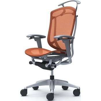 コンテッサセコンダ、可動肘、ハイバック、座メッシュ、ハンガー付、ランバー無、グレーB、シルバー、脚シルバー、ウレタン オカムラ(岡村製作所)