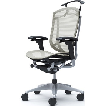 コンテッサセコンダ、可動肘、ハイバック、座メッシュ、ハンガー付、ランバー無、ブラックB、シルバー、脚シルバー、ウレタン オカムラ(岡村製作所)