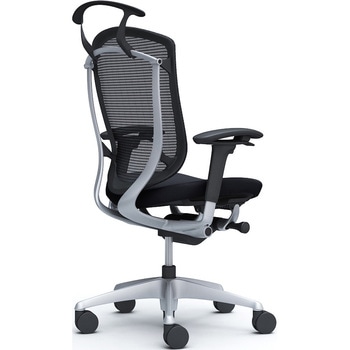 コンテッサセコンダ、可動肘、ハイバック、座クッション、ハンガー付、ランバー無、ブラックB、シルバー、脚シルバー、ウレタン オカムラ(岡村製作所)