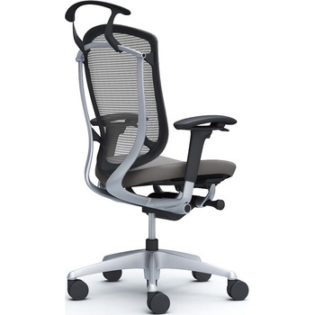 コンテッサセコンダ、可動肘、ハイバック、座クッション、ハンガー付、ランバー無、ブラックB、シルバー、脚シルバー、ウレタン オカムラ(岡村製作所)