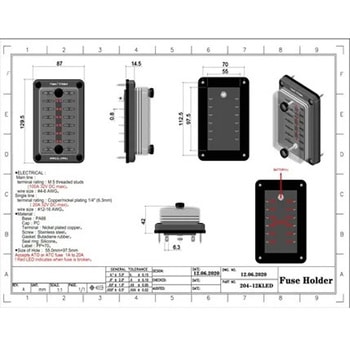 防水型ヒューズボックス12回路 平型ヒューズボックス 防水型IP65 マリンテック