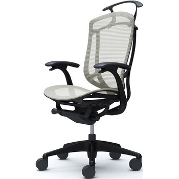 コンテッサセコンダ、固定肘、ハイバック、座メッシュ、ハンガー付、ランバー無、ブラックB、ブラック、脚ブラック、ウレタン オカムラ(岡村製作所)