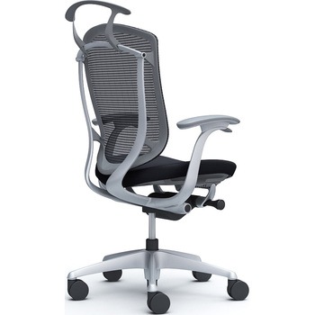 コンテッサセコンダ、固定肘、ハイバック、座クッション、ハンガー付、ランバー無、グレーB、シルバー、脚シルバー、ウレタン オカムラ(岡村製作所)